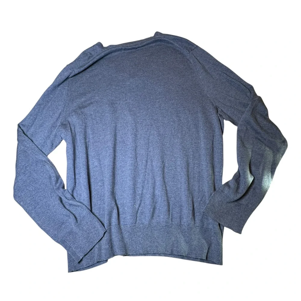 Banana Republic Mens Blue Silk Cotton Cashmere V-Neck Sweater Large Luxury Blend